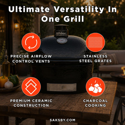 Primo Oval XXL Black Ceramic Kamado Charcoal Grill