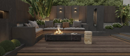 Handcrafted Travertine Marble Side Table with LED Lighting